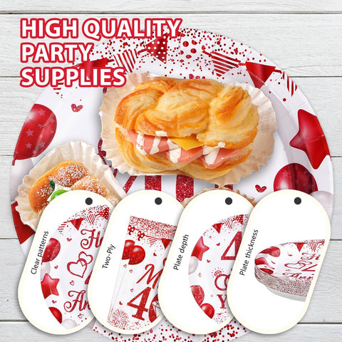 96 Pcs 40th Wedding Anniversary Party Plates and Napkins - Grencian