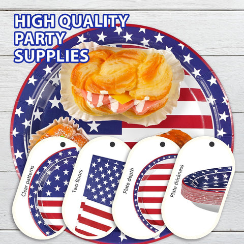 96 Pcs 4th of July Party Plates and Napkins - Grencian