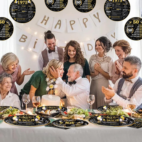 96 Pcs 50th Birthday Party Plates and Napkins - Grencian
