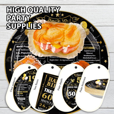 96 Pcs 50th Birthday Party Plates and Napkins - Grencian