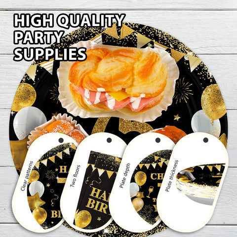 96 Pcs 75th Birthday Party Plates and Napkins - Grencian