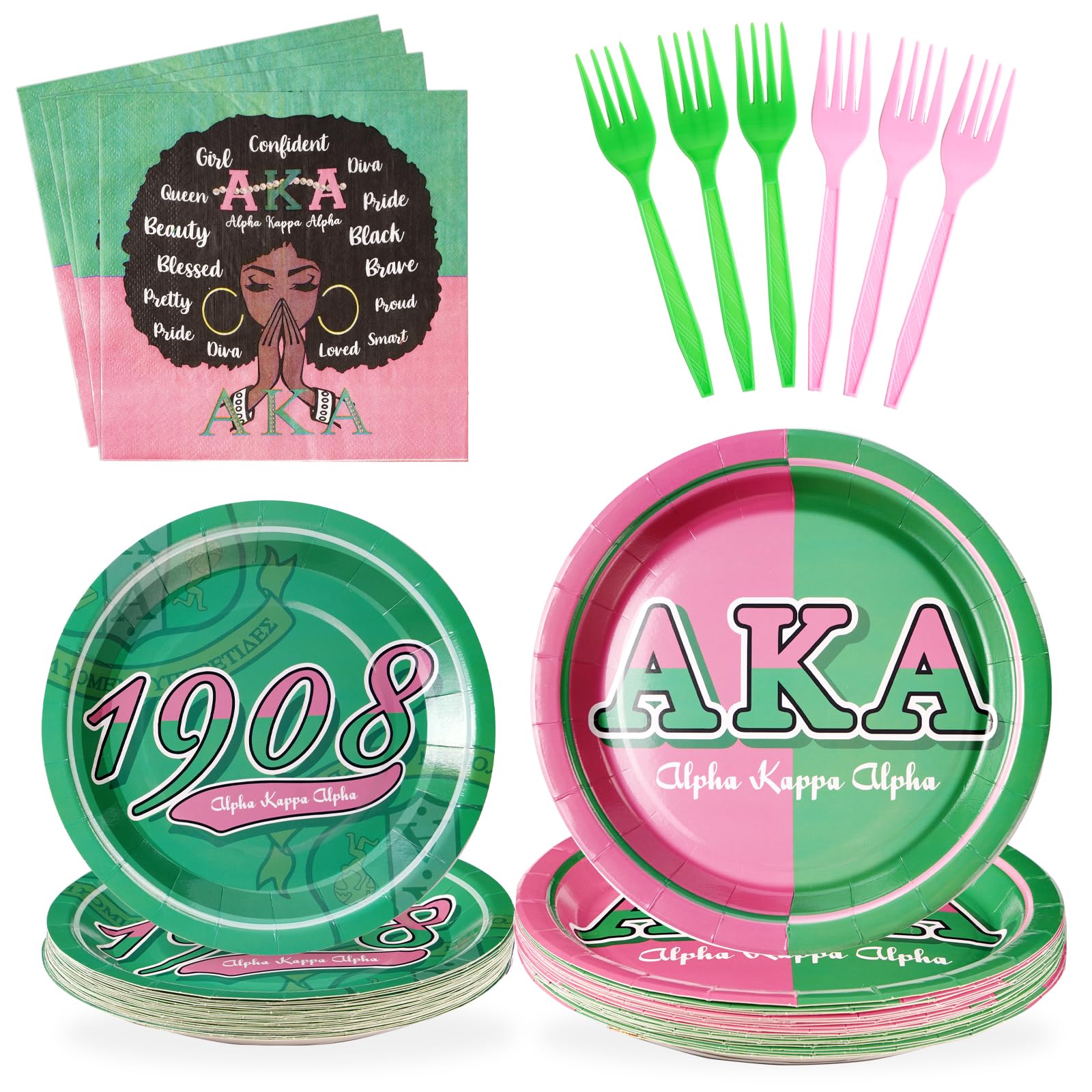 96 Pcs AKA Party Plates and Napkins - Grencian