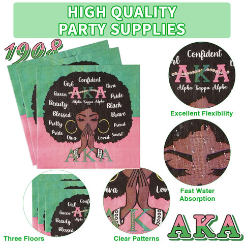 96 Pcs AKA Party Plates and Napkins - Grencian