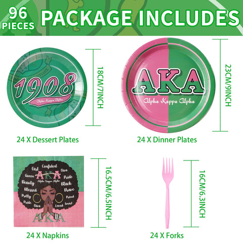 96 Pcs AKA Party Plates and Napkins - Grencian