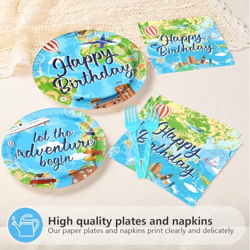 96 Pcs Adventure Birthday Party Plates and Napkins - Grencian