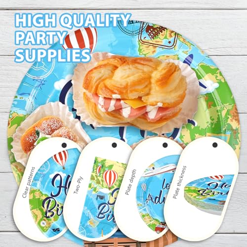 96 Pcs Adventure Birthday Party Plates and Napkins - Grencian