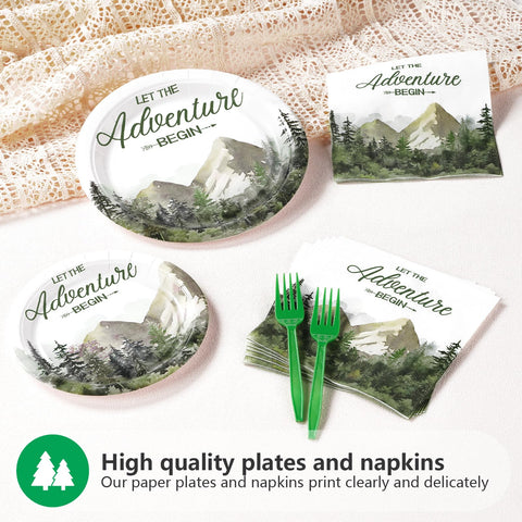 96 Pcs Adventure Party Plates and Napkins - Grencian