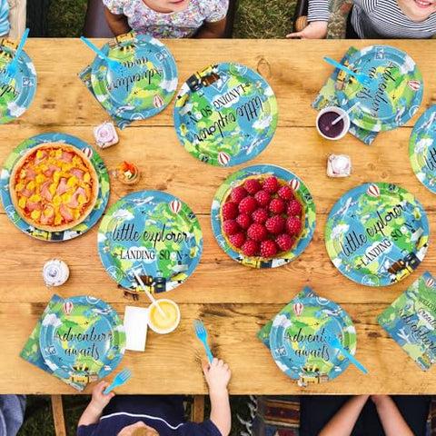 96 Pcs Adventure Voyage Party Plates and Napkins - Grencian