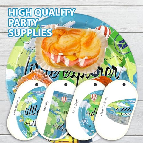 96 Pcs Adventure Voyage Party Plates and Napkins - Grencian