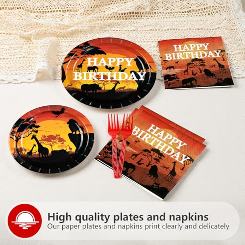 96 Pcs African Safari Birthday Party Plates and Napkins - Grencian