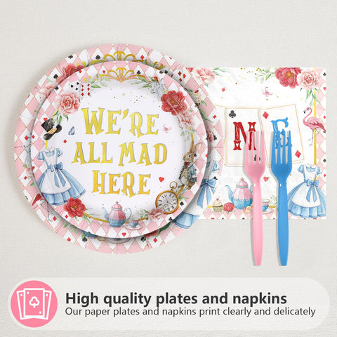 96 Pcs Alice Poker 1st Birthday Party Plates and Napkins - Grencian