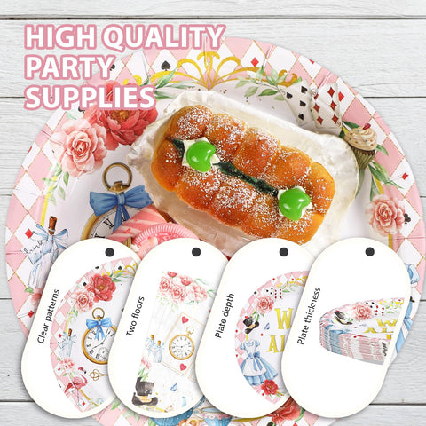 96 Pcs Alice Poker 1st Birthday Party Plates and Napkins - Grencian