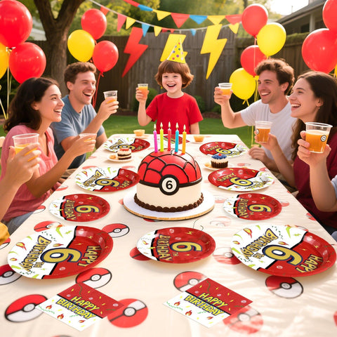 96 Pcs Anime 6th Birthday Party Plates and Napkins - Grencian