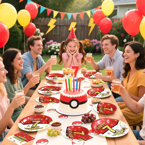 96 Pcs Anime 7th Birthday Party Plates and Napkins - Grencian