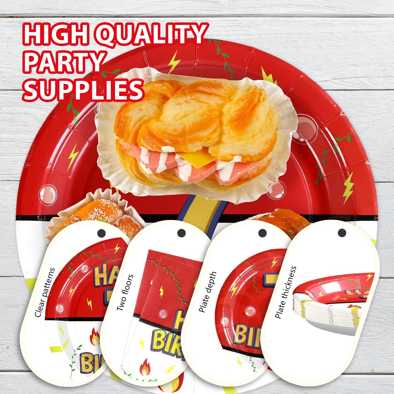 96 Pcs Anime 7th Birthday Party Plates and Napkins - Grencian
