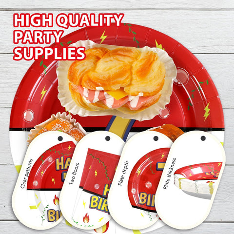 96 Pcs Anime 7th Birthday Party Plates and Napkins - Grencian