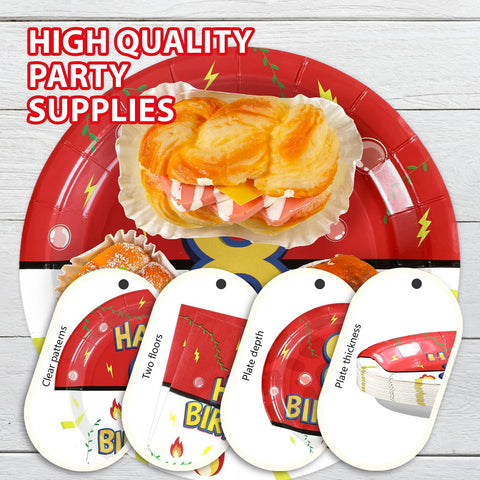 96 Pcs Anime 8th Birthday Party Plates and Napkins - Grencian