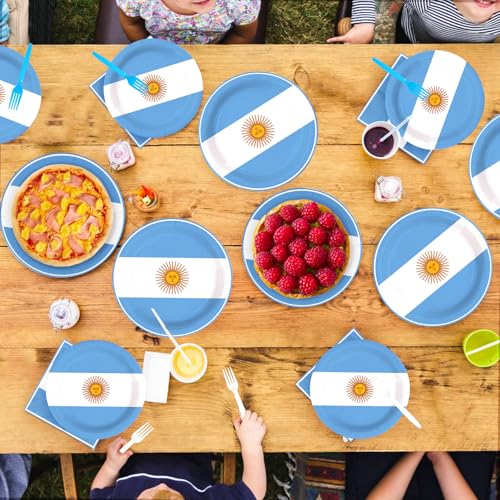 96 Pcs Argentine Flag Party Plates and Napkins - Grencian