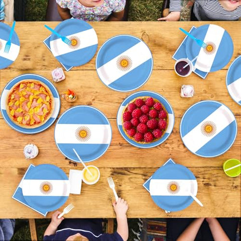 96 Pcs Argentine Flag Party Plates and Napkins - Grencian