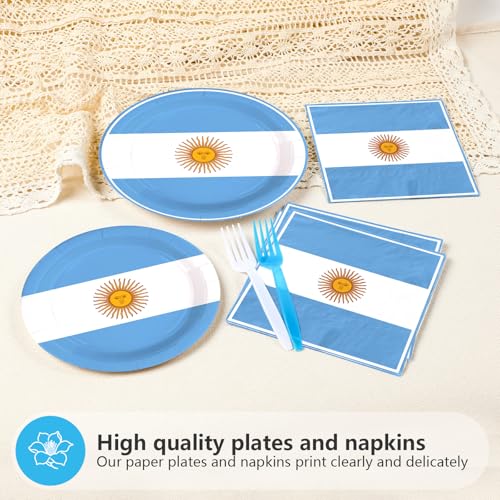 96 Pcs Argentine Flag Party Plates and Napkins - Grencian