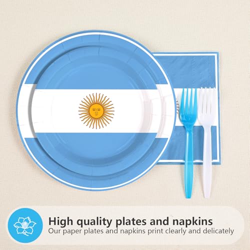 96 Pcs Argentine Flag Party Plates and Napkins - Grencian