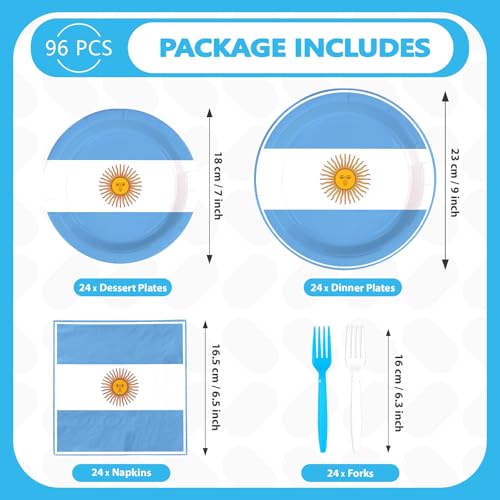 96 Pcs Argentine Flag Party Plates and Napkins - Grencian