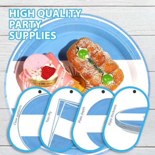 96 Pcs Argentine Flag Party Plates and Napkins - Grencian