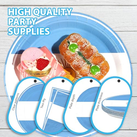 96 Pcs Argentine Flag Party Plates and Napkins - Grencian