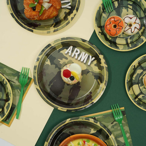 96 Pcs Army Camo Party Plates and Napkins - Grencian