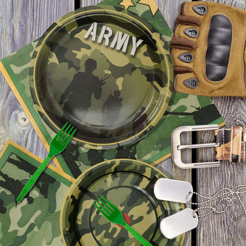 96 Pcs Army Camo Party Plates and Napkins - Grencian