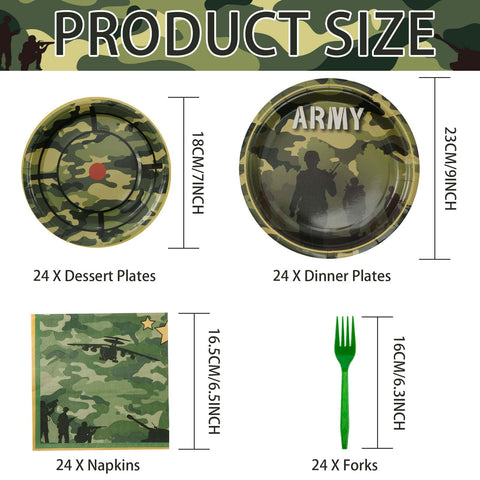 96 Pcs Army Camo Party Plates and Napkins - Grencian