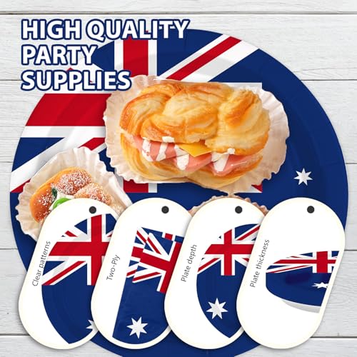 96 Pcs Australian Flag Party Plates and Napkins - Grencian