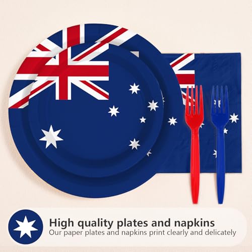 96 Pcs Australian Flag Party Plates and Napkins - Grencian