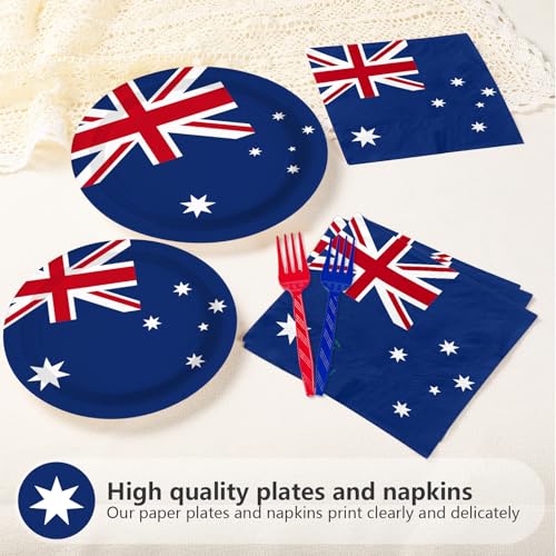 96 Pcs Australian Flag Party Plates and Napkins - Grencian