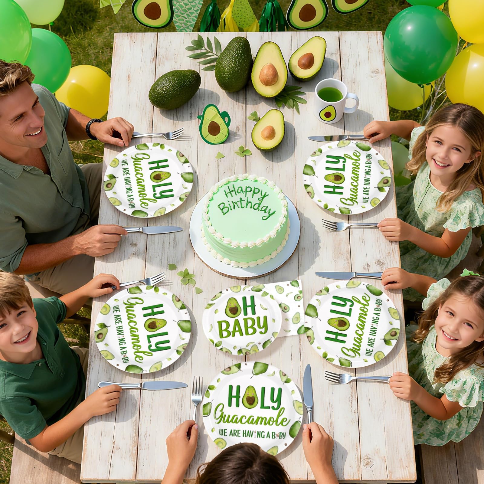 96 Pcs Avocado Gender Reveal Party Plates and Napkins - Grencian