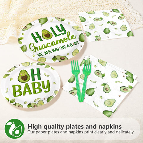 96 Pcs Avocado Gender Reveal Party Plates and Napkins - Grencian