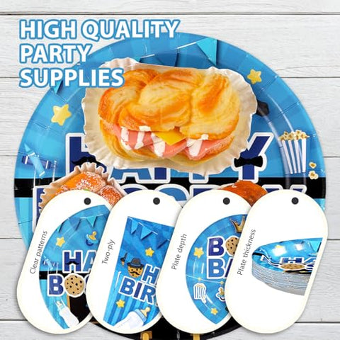 96 Pcs Baby Boss Birthday Party Plates and Napkins - Grencian