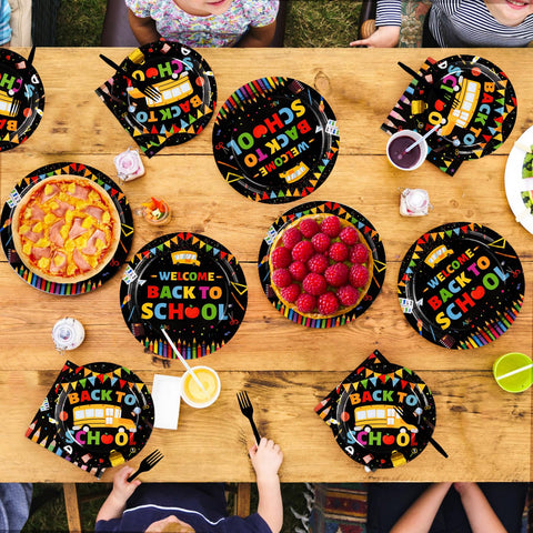 96 Pcs Back to School Party Plates and Napkins - Grencian