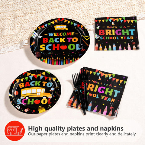 96 Pcs Back to School Party Plates and Napkins - Grencian