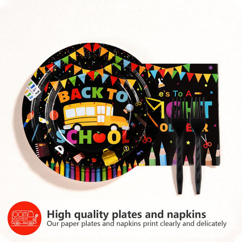 96 Pcs Back to School Party Plates and Napkins - Grencian
