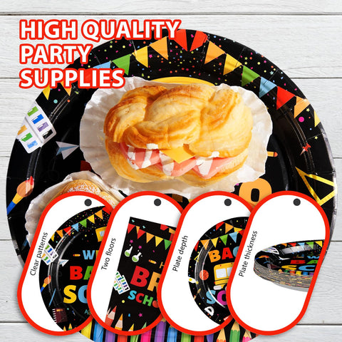 96 Pcs Back to School Party Plates and Napkins - Grencian
