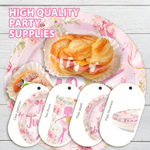96 Pcs Ballerina 2nd Birthday Party Plates and Napkins - Grencian