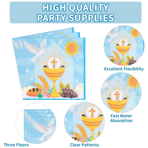 96 Pcs Baptism Party Plates and Napkins - Grencian
