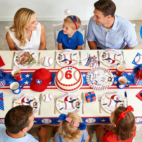 96 Pcs Baseball 6th Birthday Party Plates and Napkins - Grencian