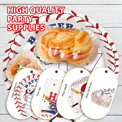 96 Pcs Baseball 6th Birthday Party Plates and Napkins - Grencian