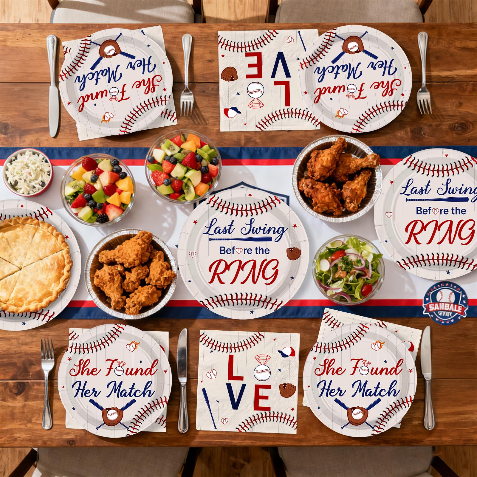 96 Pcs Baseball Bachelorette Party Plates and Napkins - Grencian