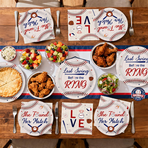 96 Pcs Baseball Bachelorette Party Plates and Napkins - Grencian