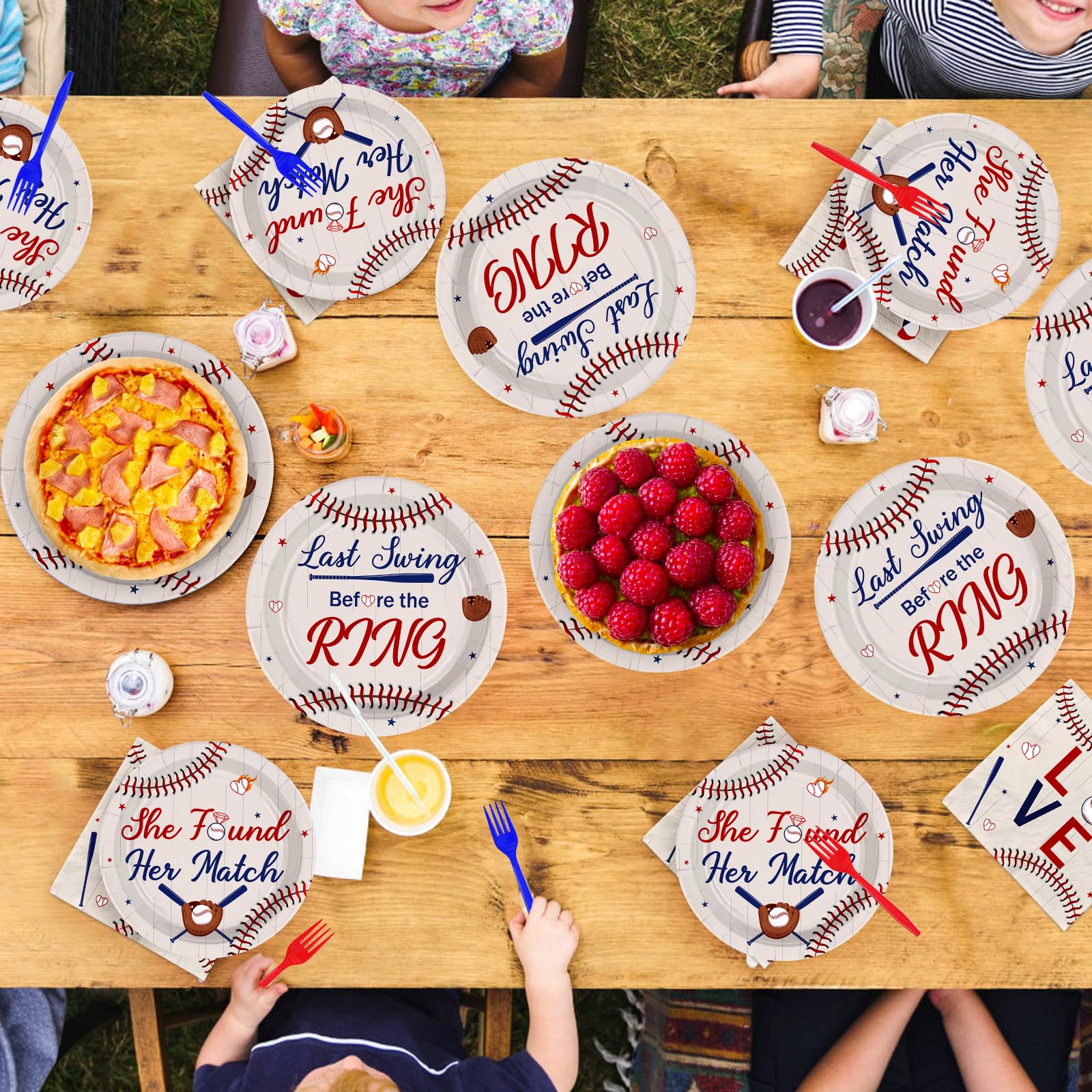 96 Pcs Baseball Bachelorette Party Plates and Napkins - Grencian