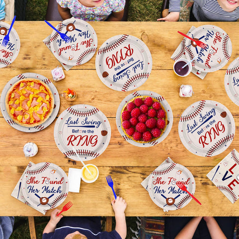 96 Pcs Baseball Bachelorette Party Plates and Napkins - Grencian