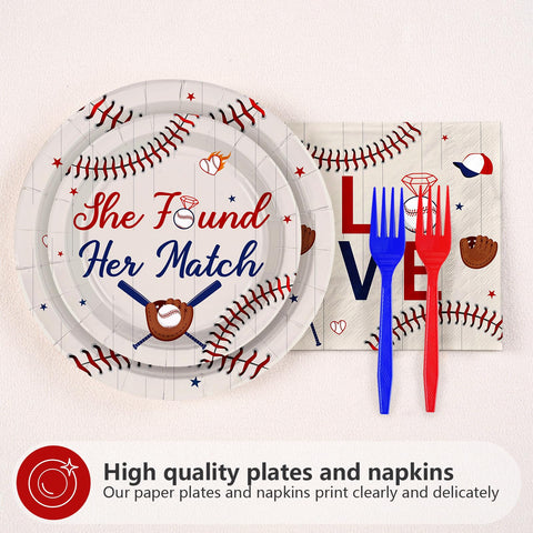 96 Pcs Baseball Bachelorette Party Plates and Napkins - Grencian